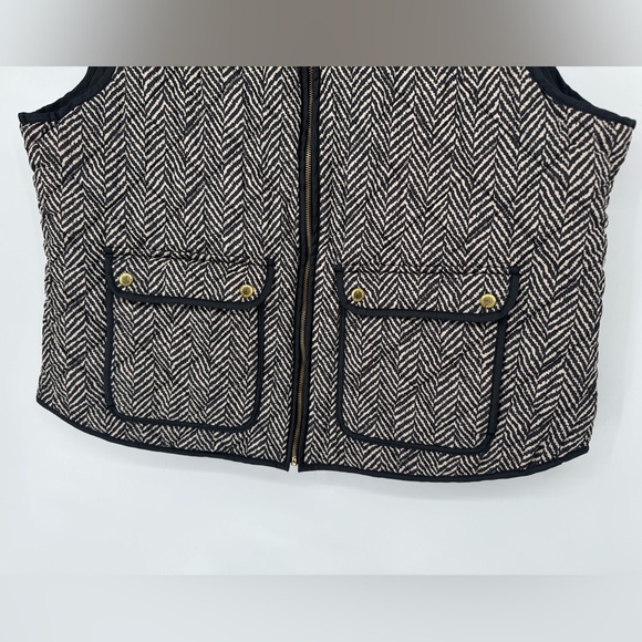 Cambridge Dry Goods Herringbone Quilted Zip Front Vest in Black & Cream Size 3X - Picture 4 of 8